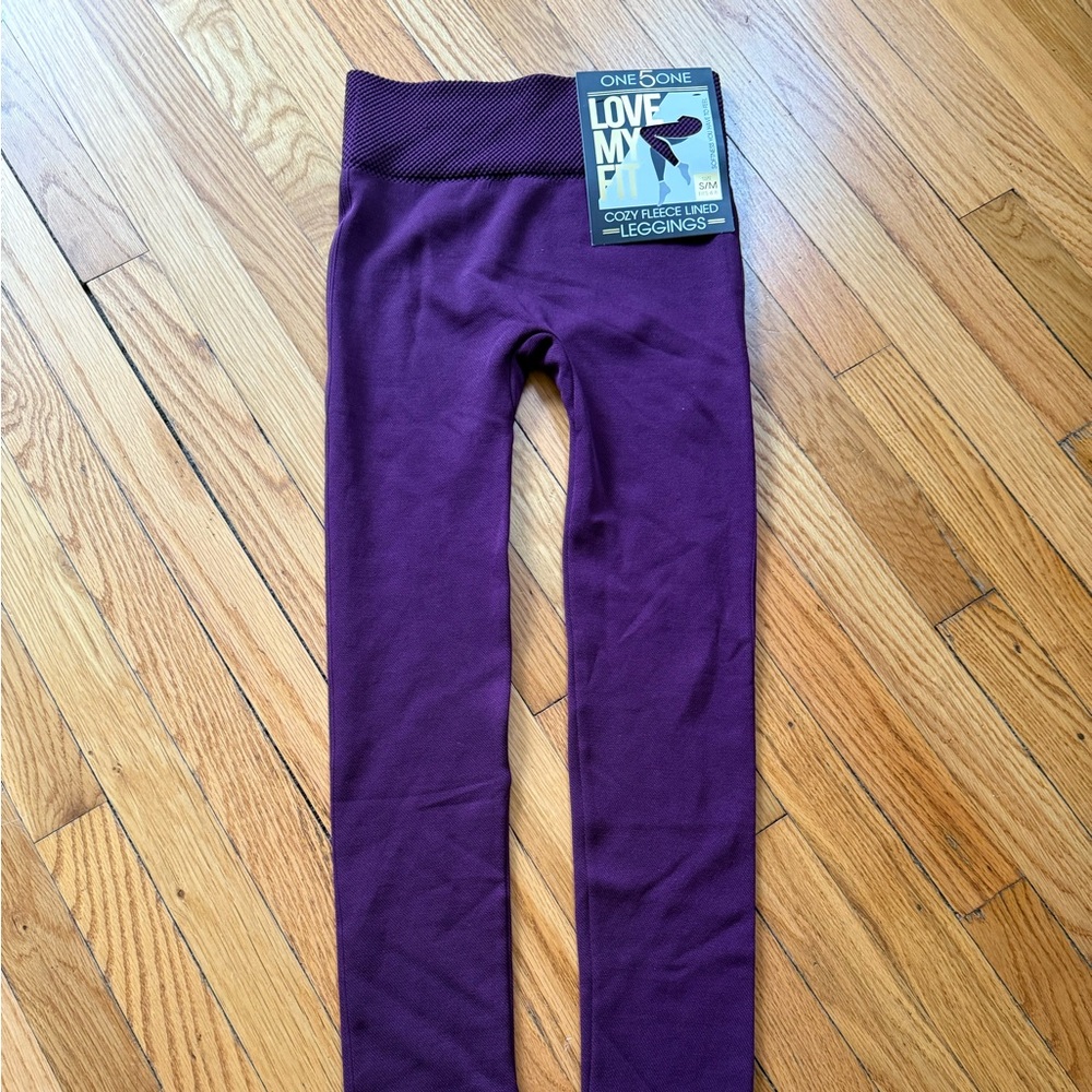 One 5 One Fleece Lined Purple Leggings for women